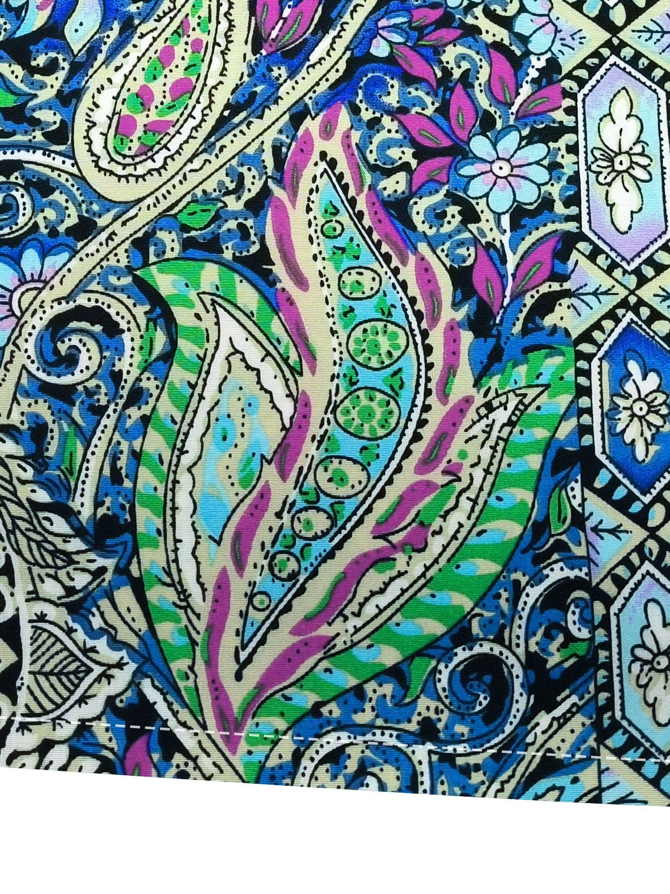 【Plus Size】 Paisley Print Blouse, Boho Casual Short Sleeve Top for Daily Holiday Vacation Wear, Women Plus Clothing for Summer