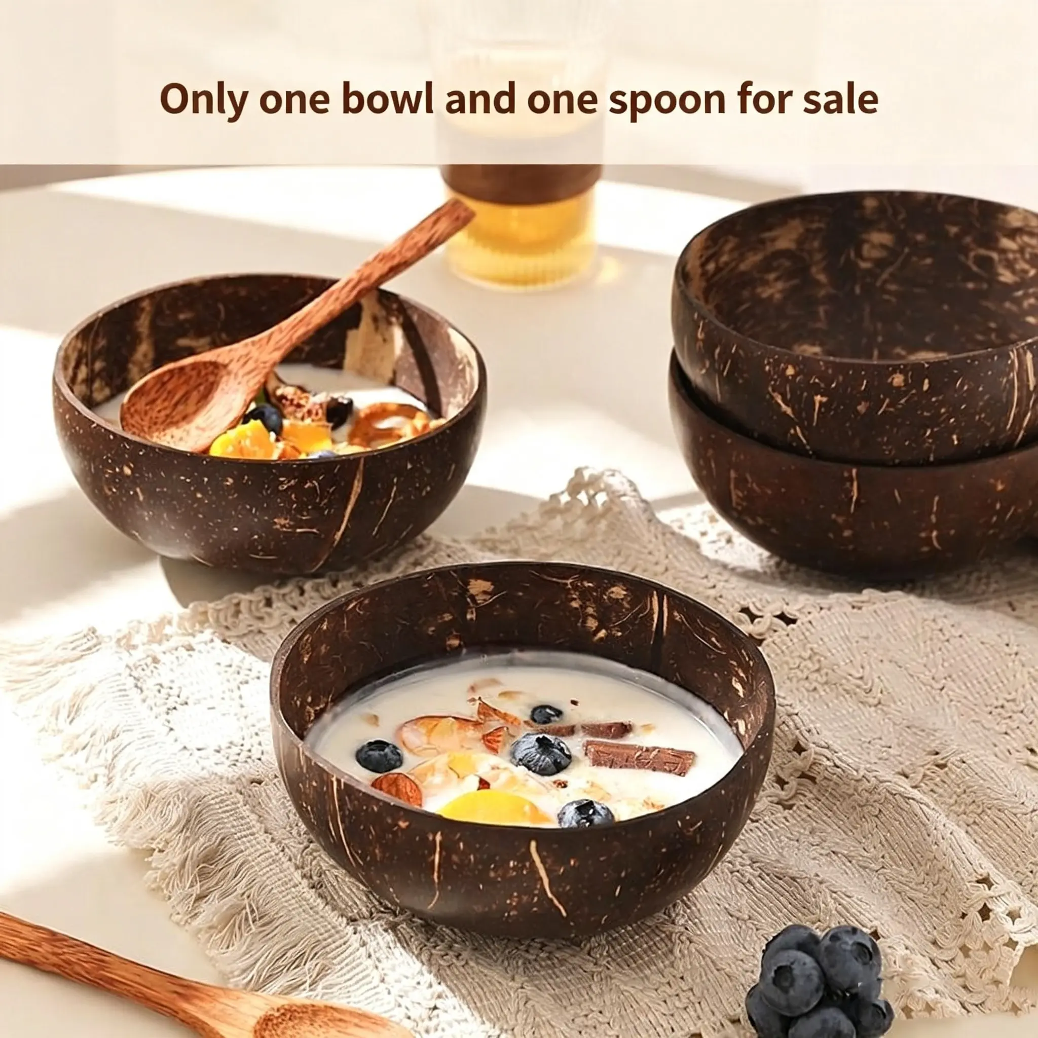 Irregular Natural Coconut Bowl, Creative Dessert Bowl, Milk Bowl, Salad Bowl, Unique Design, Perfect for Serving Various Dishes