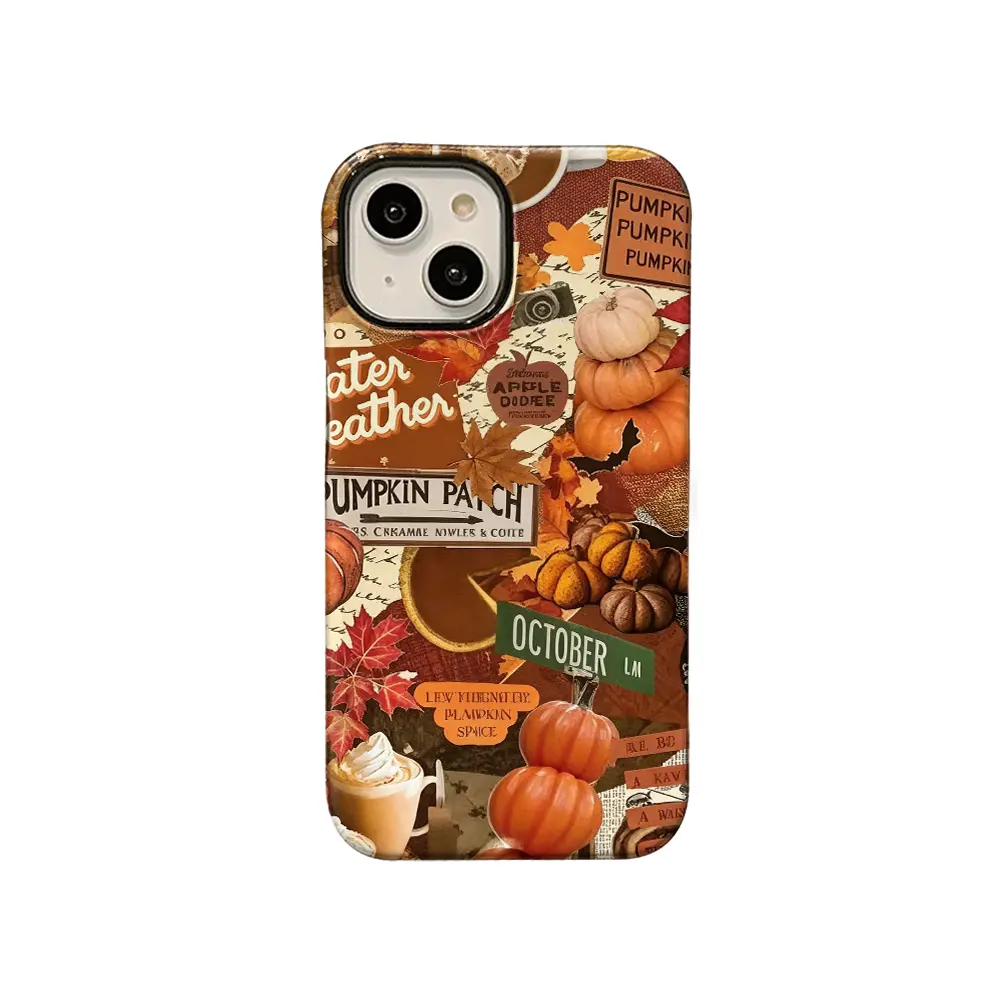 [Compatible with magnetic and non-magnetic]Vintage Pumpkin Harvest Print Shockproof TPU Shell Phone Case - Custom iOS Accessory, Cozy Autumn Style, Fits IP17PROMAX 16 15 14 13 12 11 and SAMS Galaxy S26 S25 S24, Fall Gift
