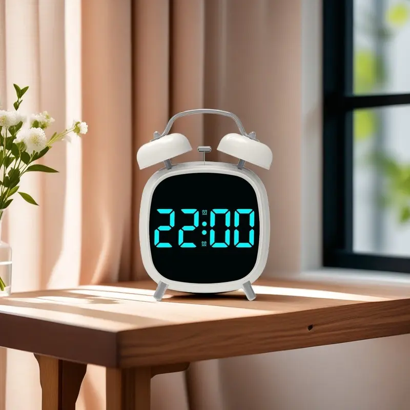 LED Clock Digital Alarm Clock Date Temperature Display Voice Control Loud Volume Brightness Adjustable 12/24H Snooze Table Clock Nightstand Clock