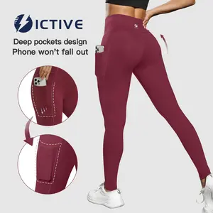 【ICTIVE】Women's High Waisted Leggings with 2 Pockets, Ideal for Yoga, Gym, Female Gym Clothes, Gym Running Wear