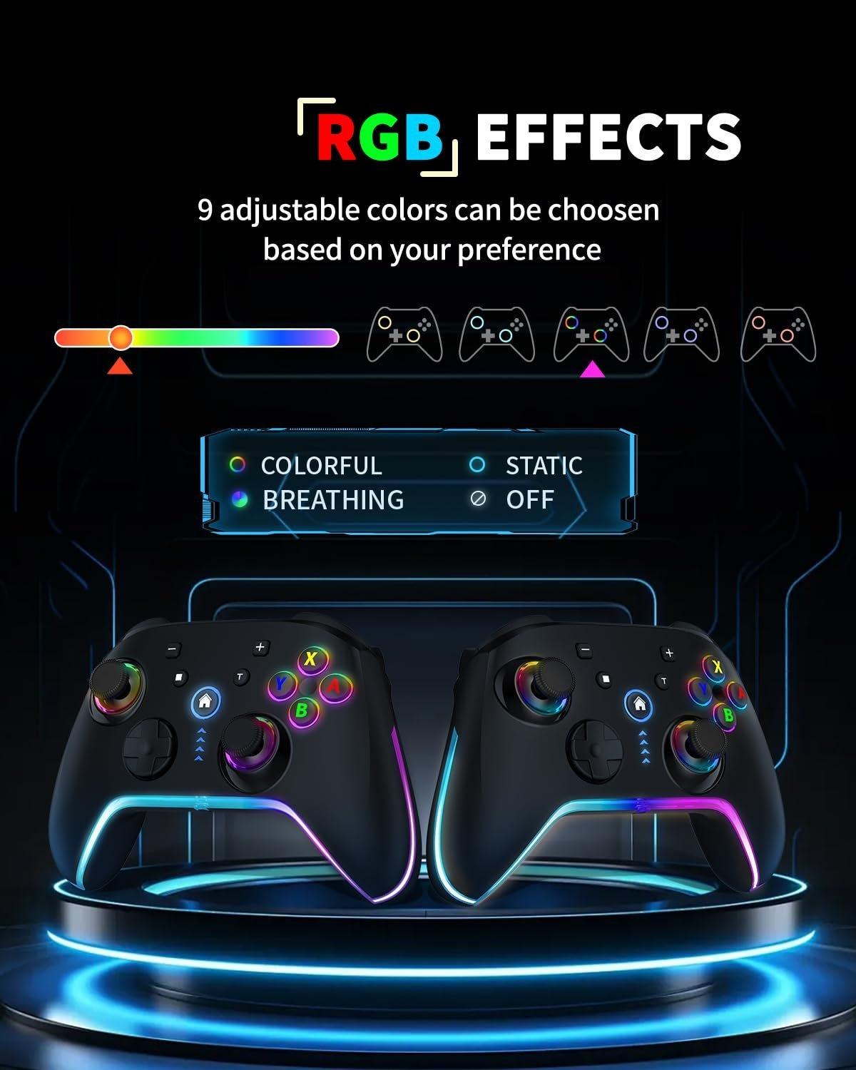 Mobile  Controller for iOS//Android/Cell Phone//Laptop, Gaming Gamepad with Phone Clip for Gamers, Hall Effect Triggers, Wired PC Control, with RGB LED Lighting/Vibration/6-Axis Gyro/Turbo (Black)