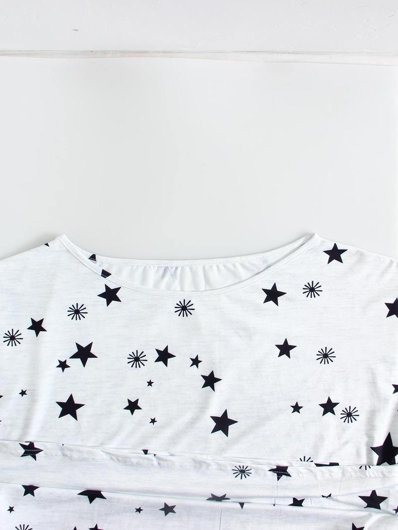 Women's Tie-Dye/Butterfly/Heart/ Leopard Print Sleepwear, Round Neck Loose Fit Pajamas, Comfortable Loungewear