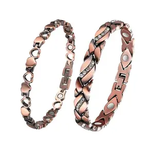 2pcs Women's Copper Magnetic Bracelets, 99.9% Pure Copper Magnets, Exquisite Gift, Health & Wellness Jewelry, Stylish Accessory, Heart Shaped Bracelet