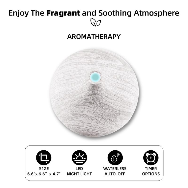 Wood Grain Aroma Diffuser Humidifier 550ml, Ultrasonic Waterless Fragrance Oil Diffuser with Remote, Essential Oil Aroma Diffuser for Home, Anxiety & Flower Humidifier, Air Purifier, Quiet, Auto Shut Off, 6 Oil Bottles Included d is ff use