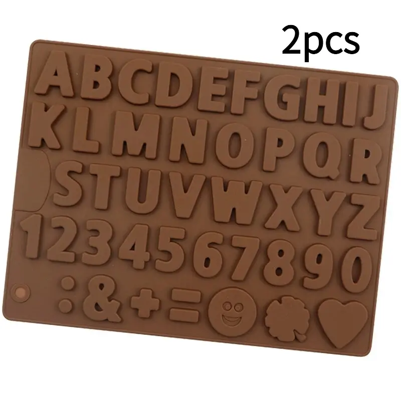 2-piece set, chocolate letters/numbers/symbols molds - non-stick and easy to demold, suitable for cake decoration, birthday parties, and festivals. Baking molds, food-grade material, no odor, foldable, easy to clean, reusable