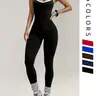 Women's Yoga One-Piece Sleeveless High-Waisted Above-Ankle Pants, Workout Sporty Jumpsuit, Casual Plain Design, Solid Color Jumpsuits for All Seasons, Comfortable Workout Wear, Fitness Yoga Jumpsuit