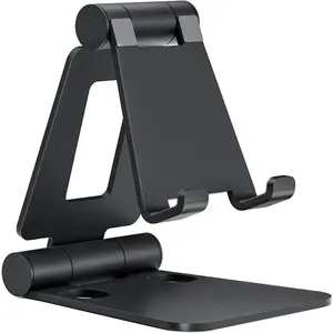 Dual Folding Cell Phone Stand, Fully Adjustable Foldable Desktop Phone Holder Cradle Dock Compatible with iPhone 17 16 15 14 13 12 11 Pro Max Xs Xr X 8, Nintendo Switch, All Phones