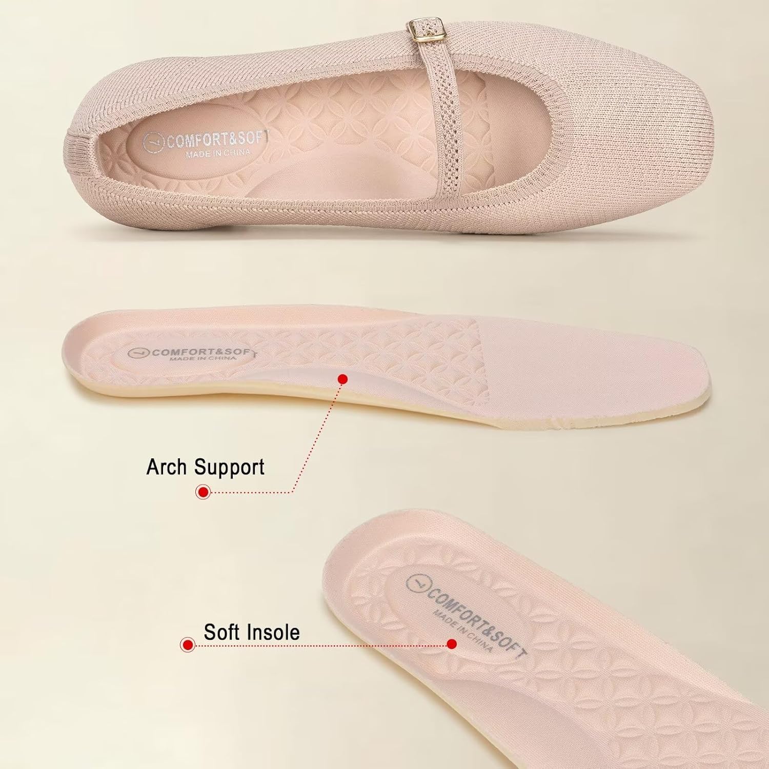 Frank Mully  Women’s Mary Jane Flats – Comfortable Square Toe Work Shoes, Slip-On with Ankle Strap  JS6078