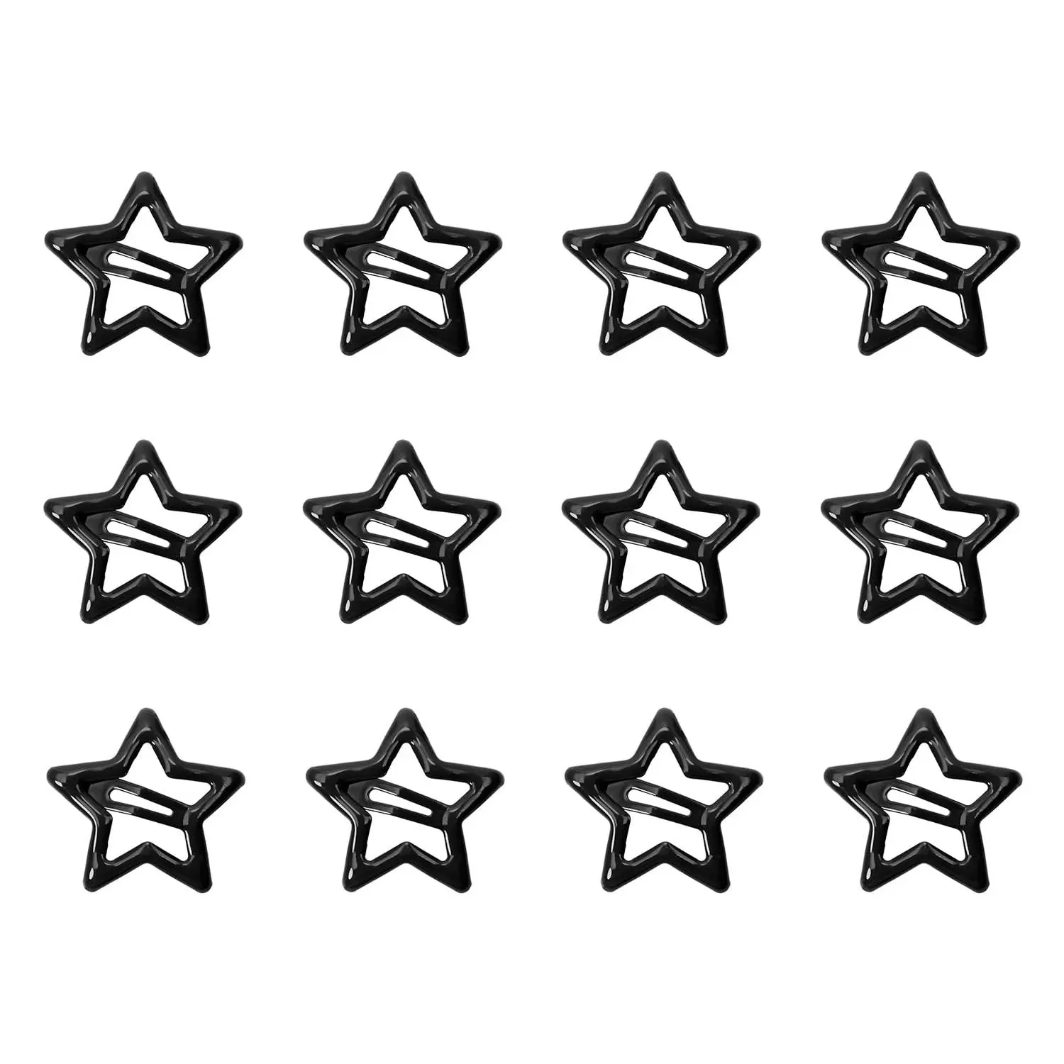 Baby Decorative Hair Clip Set - 12Pcs Small Metal Star Snap Barrettes, Secure Hold, No Fast Shipping for Women (Black), Easy Support