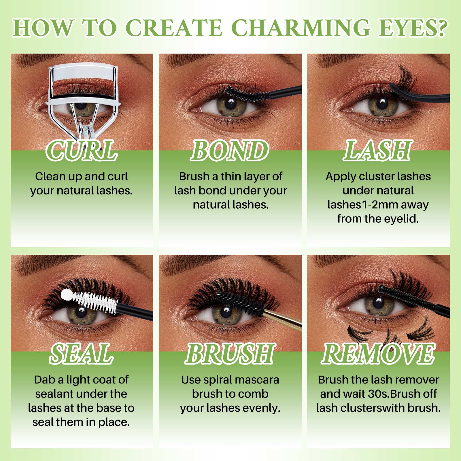 LASHSUN 14PCS BIG KIT, DIY Lash Clusters D Curl High Capacity  Mixed Length 8 styles Volume & 3D Effect Cluster Lashes Kit, Kit with Bond&Seal Lash Remover Lash Brush Headband Wristband Tweezers Lash Shampoo & Brush