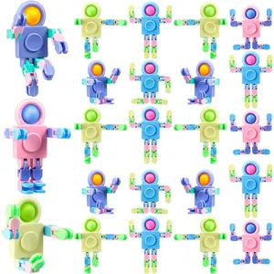 8 Pcs Robot Fidget Spinners for Kids Transformable Fingertip Gyro Chain Toy Deformable DIY Stress Relief Fidget Sensory Toys Adults Piñata Goodie Bag Stuffers Valentine Party Favors Giftfidget toys