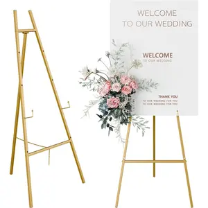 1Pc Gold Heavy Duty 4-Tier Adjustable Art Easel Stand for Painting & Wedding Sign Display