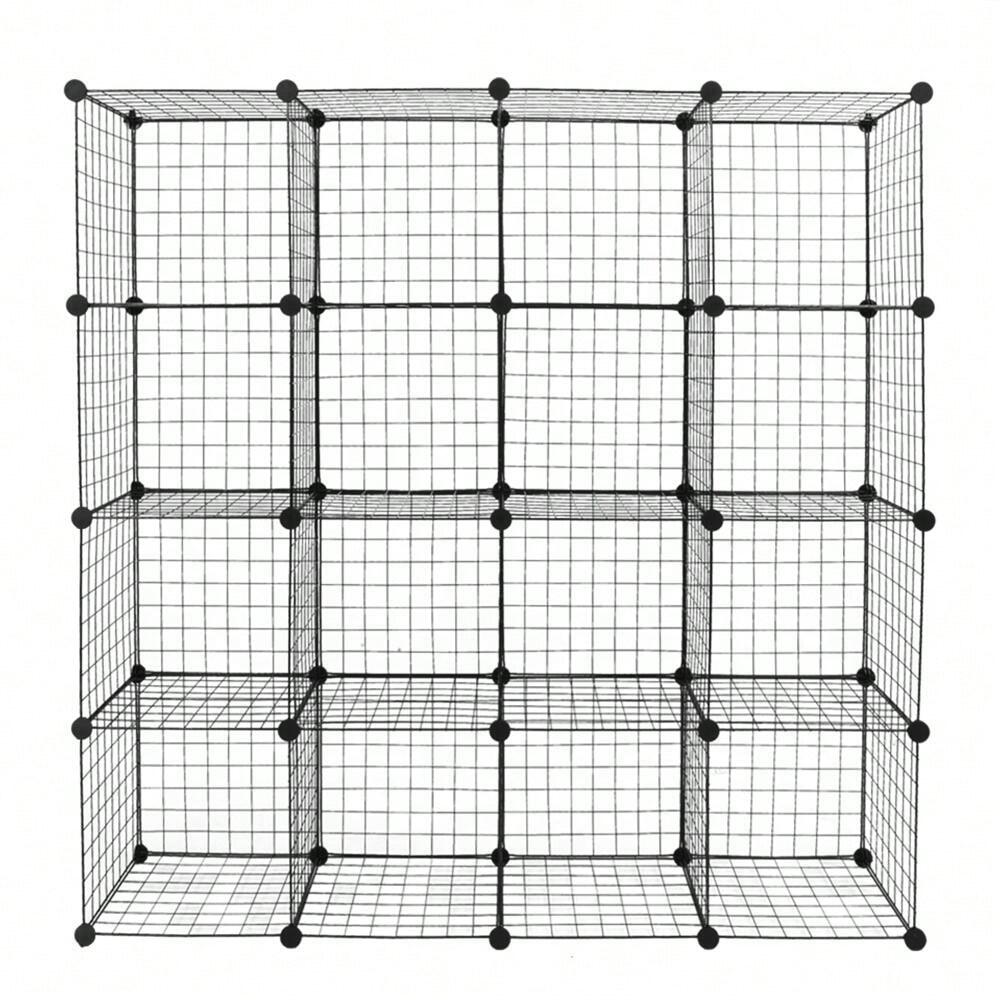 outstanding quality  1pc 16 Wire Cube Storage Origami Shees Metal Grid Multifunction Sheing Unit Modular Cubbies Organizer Bookcase