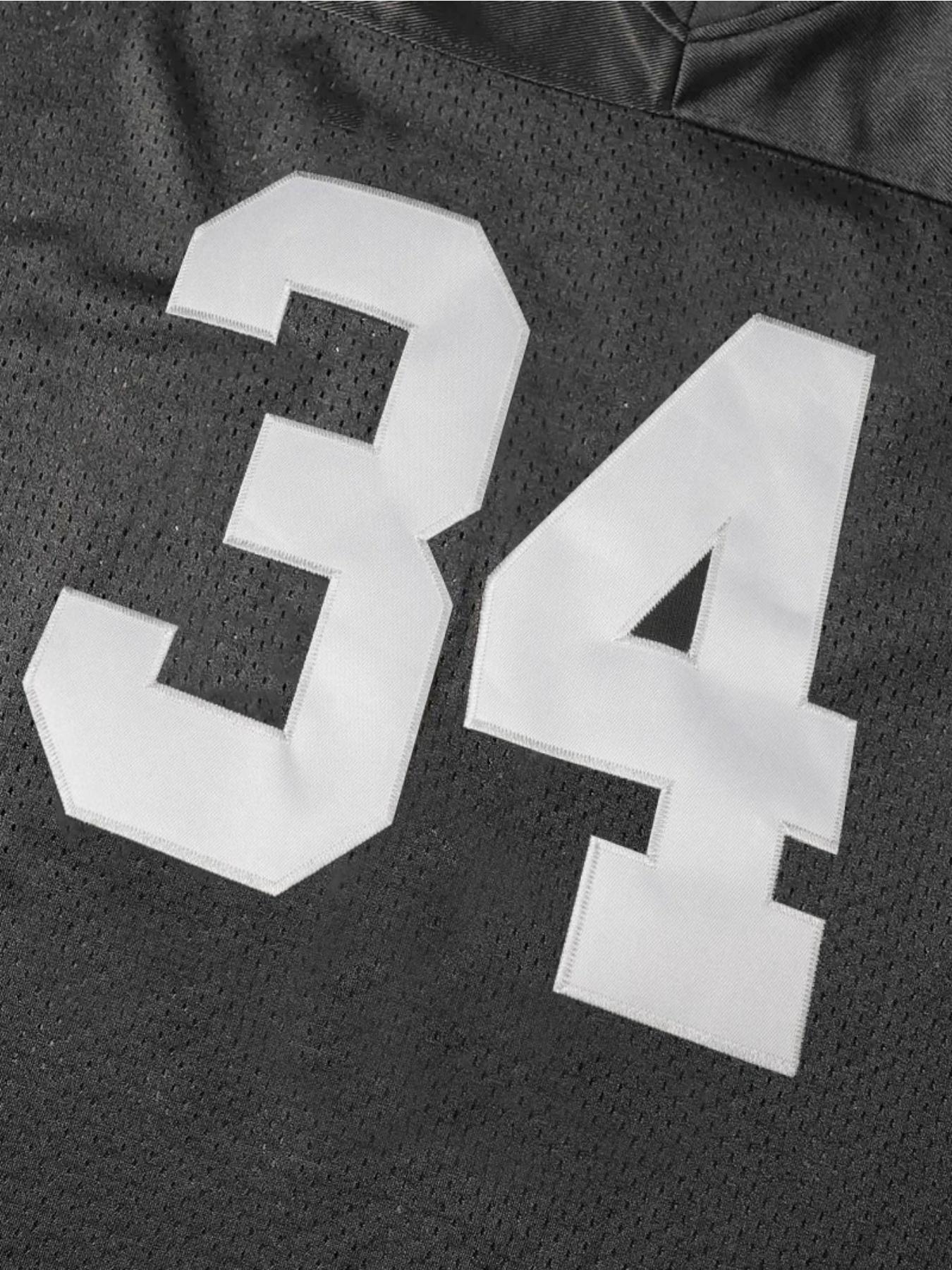 Men's #34 Letter Embroidered American Football Classic Throwback Jersey Shirts, Loose V-Neck Classic Retro Mesh Short Sleeve Pullover Sportswear Suitable For Streetwear Hip-Hop, Football, Daily Party, Sports Training