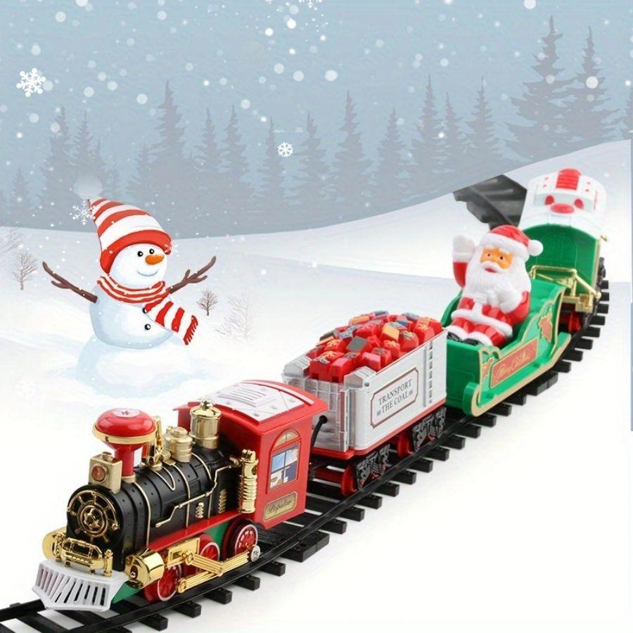 Electric Train Toy, 1 Set Electric Train Toy with Sound & Light, Festival Gift Toy, Santa Claus Decoration Gift, Holiday Gift