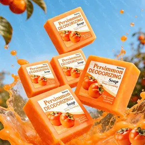 5pcs Handmade Persimmon Soaps for Face Washing, Bathing, wash hands. Providing Multifunctional Skincare for Summer Deodorization and odor control， Convenient for Travel And Business Trips, They Deeply Cleanse, Moisturize, Radiant Complexion