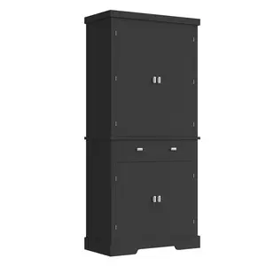 Kitchen Pantry Cabinet,72 Inch Tall Hutch Cabinet with Storage,with 2 Drawers, 2 Cabinets & 3 Adjustable Shelves | 6 Door Shelves Organizer for Kitchen, Living Room, Dining Room Storage