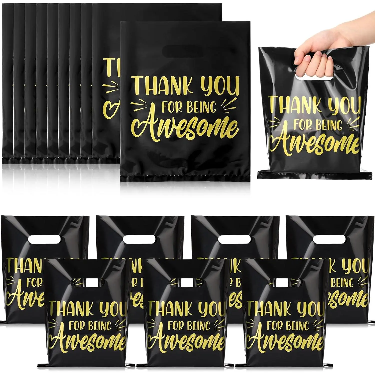 50 count Thank You Gifts Bags Thank You for Being Awesome 2026 Graduation Merchandise Bags Employee Appreciation Bag with Handle for Nurse Week Retail Grocery Shopping Staff Team Coworker