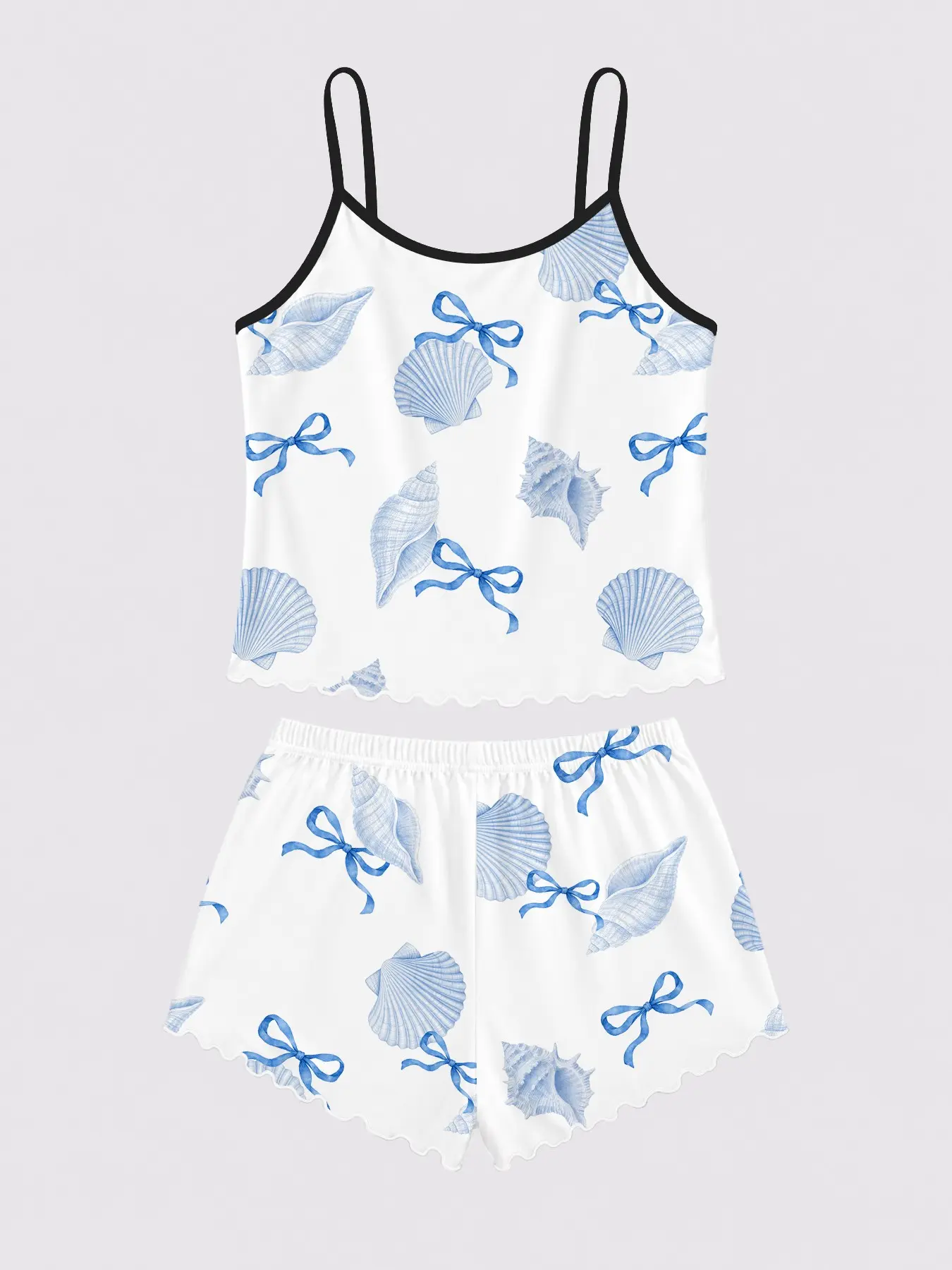 Women's Two-Piece Pajama Set, Strap Top & Elastic Waist Shorts, Casual Comfortable Home Sleepwear Loungewear, Suitable for All Seasons