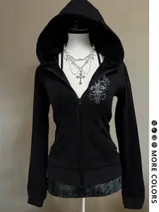Women's Zipper Hooded Jacket, Campus Style, Simple Basic Design, Youthful Fashion, Casual Holiday Wear, Trendy Sportswear