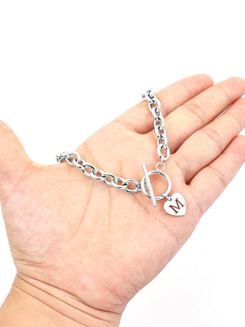 Fashion Heart Initial Letter Pendant Necklace for Women, Fashion Jewelry for Party, Daily Clothing Decor, Trendy All-match & Exquisite Jewelry for Birthday Gift, Heart Shaped Necklace