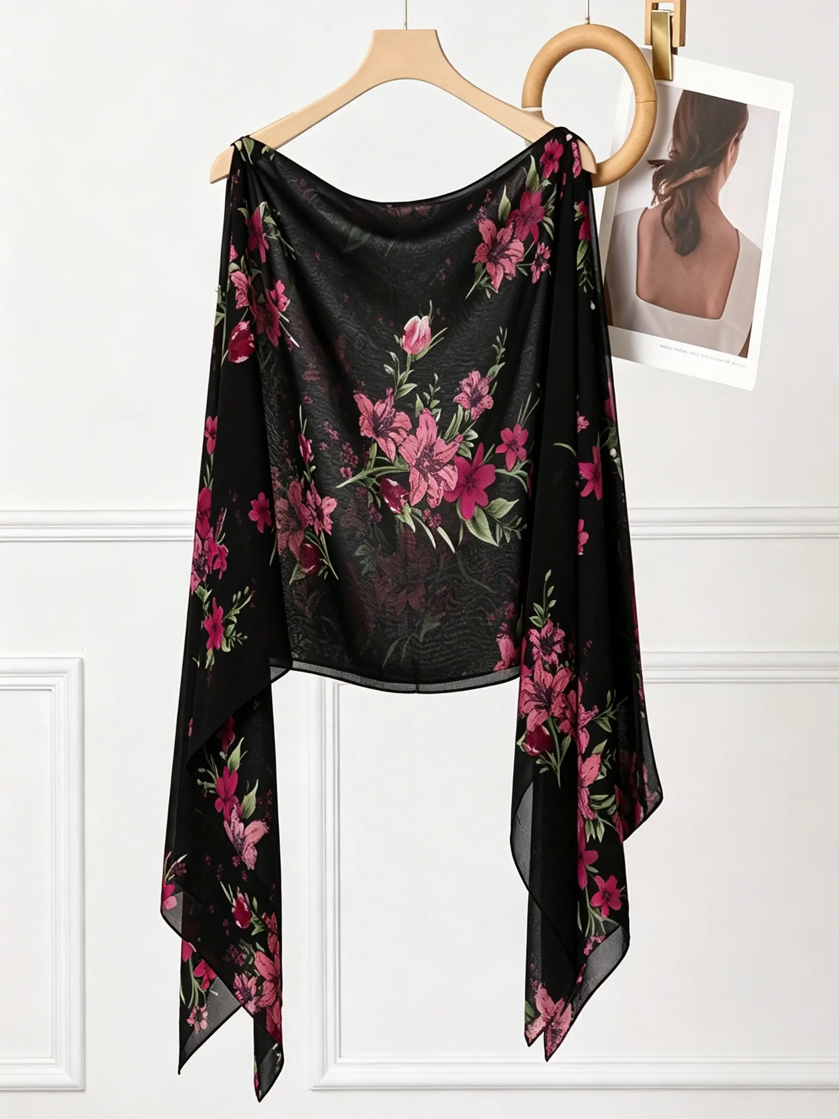 Fashion Print Chiffon Pullover Shawl, Women's Summer Loose Sun Protection Top, Multi-Color Options, One-Shoulder Outerwear, Versatile for Work & Vacation
