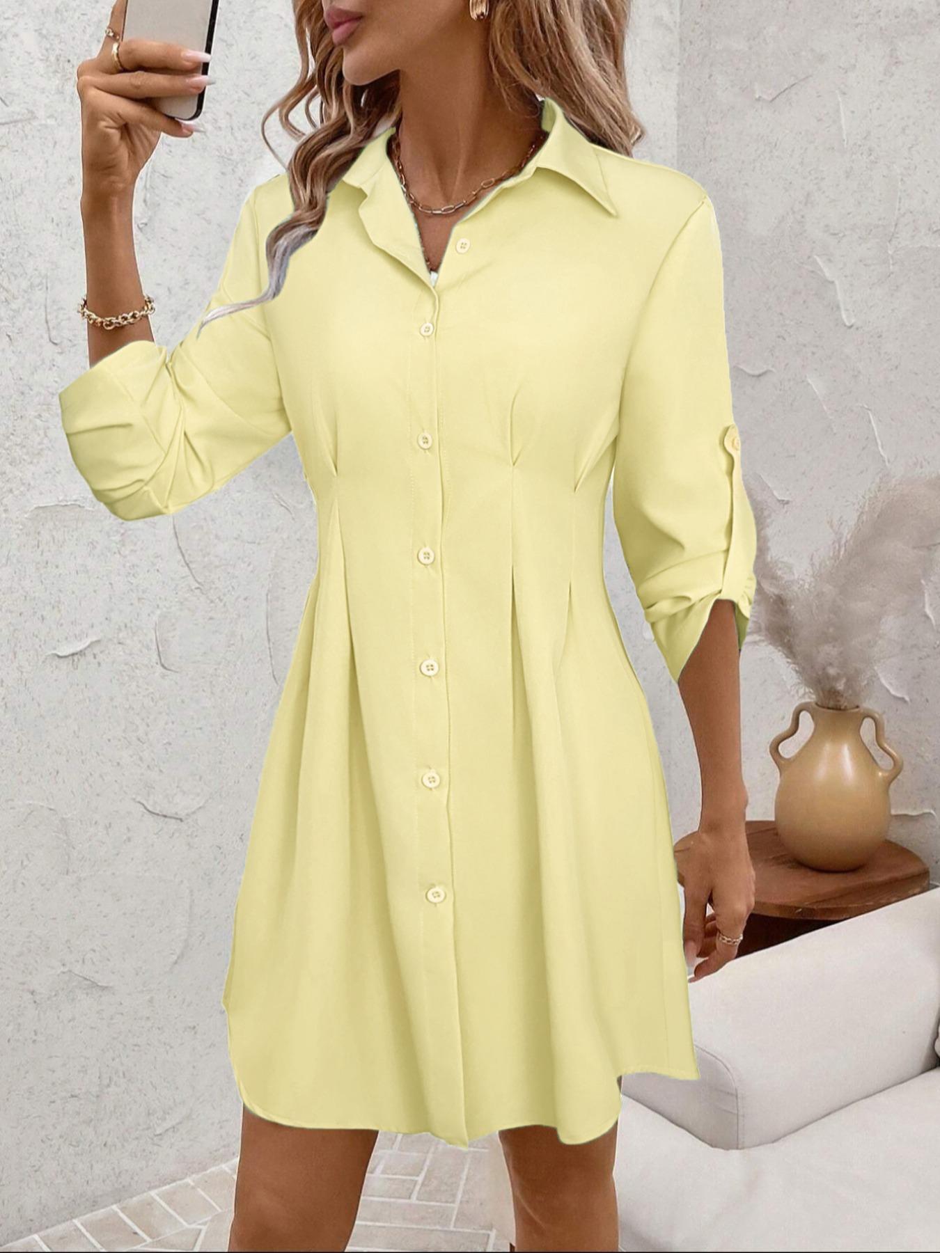 Women's Floral Print Shirt Dress, Casual Long Sleeve Collared Dress for Summer, Ladies Clothes for Daily Wear, Boho Style Dresses