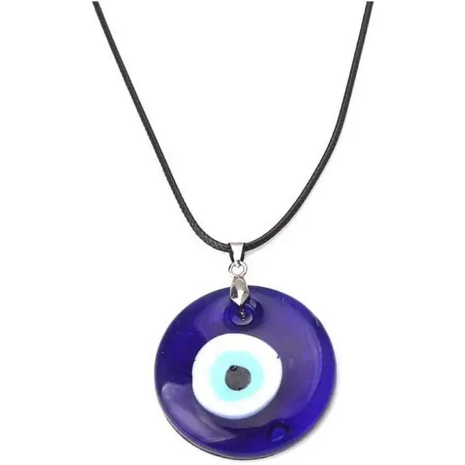Caiyao Evil Eye Pendant Necklace Glass Leather Rope Chain Turkish Protect Lucky Necklace  Women Men