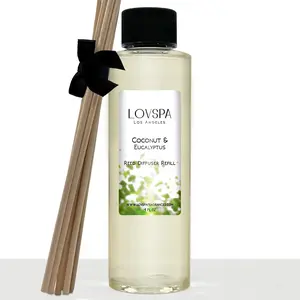 Coconut & Eucalyptus Diffuser Oil Refill, 4 oz, Fragrance, Aroma | Coconut, eucalyptus, and mint profile, includes replacement reeds, guest bathroom, powder room, home scent, entryway