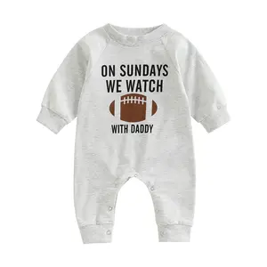 Infant Baby Boy Football Outfit Rugby Season Jumpsuit Watch Football with Daddy Funny Romper Playsuit Onesie