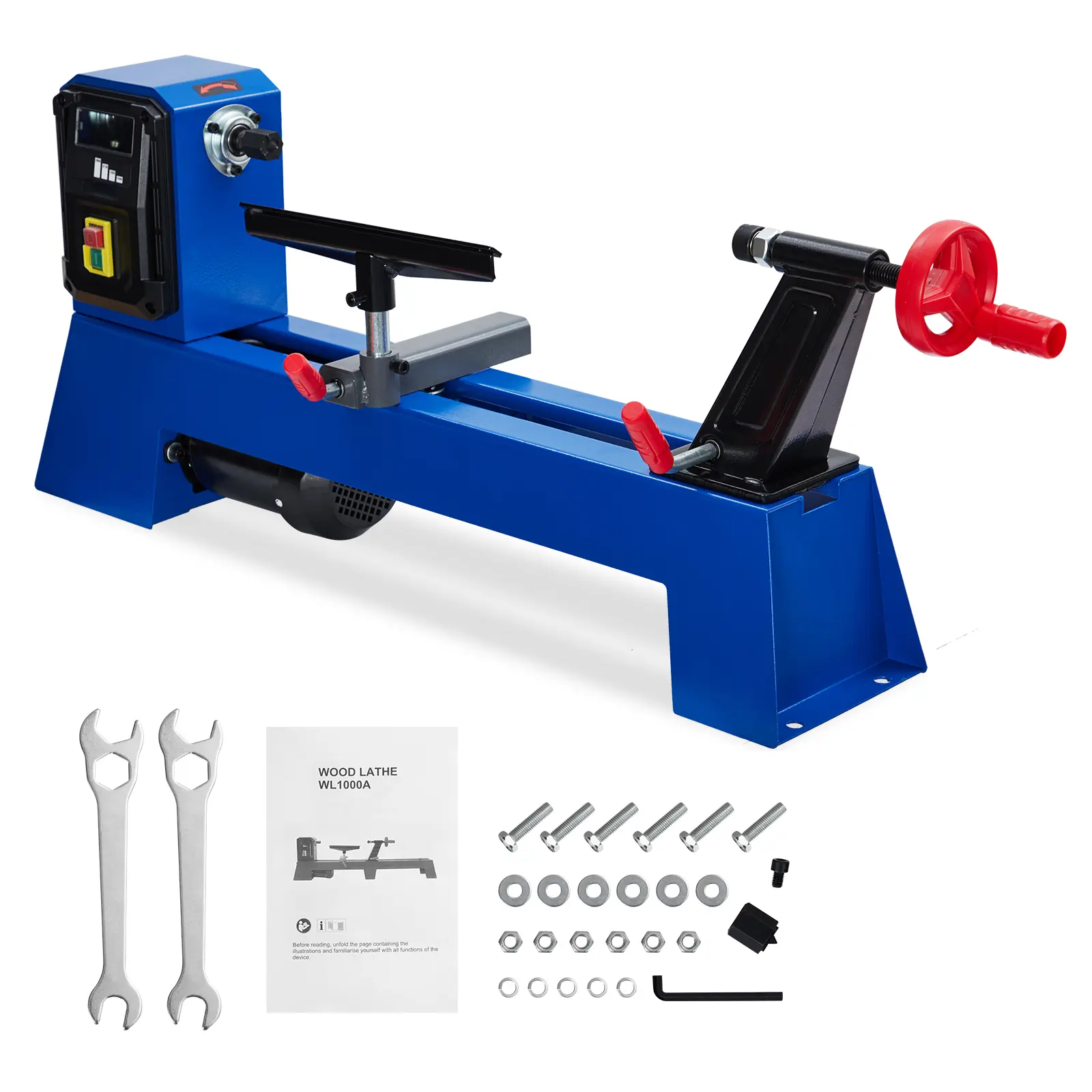 Wood Lathe Machine,  Top Wood Turning Lathe with 4 Speeds (890/1260/1760/2600 RPM), Compact & Lightweight for DIYers, Pros, Artists