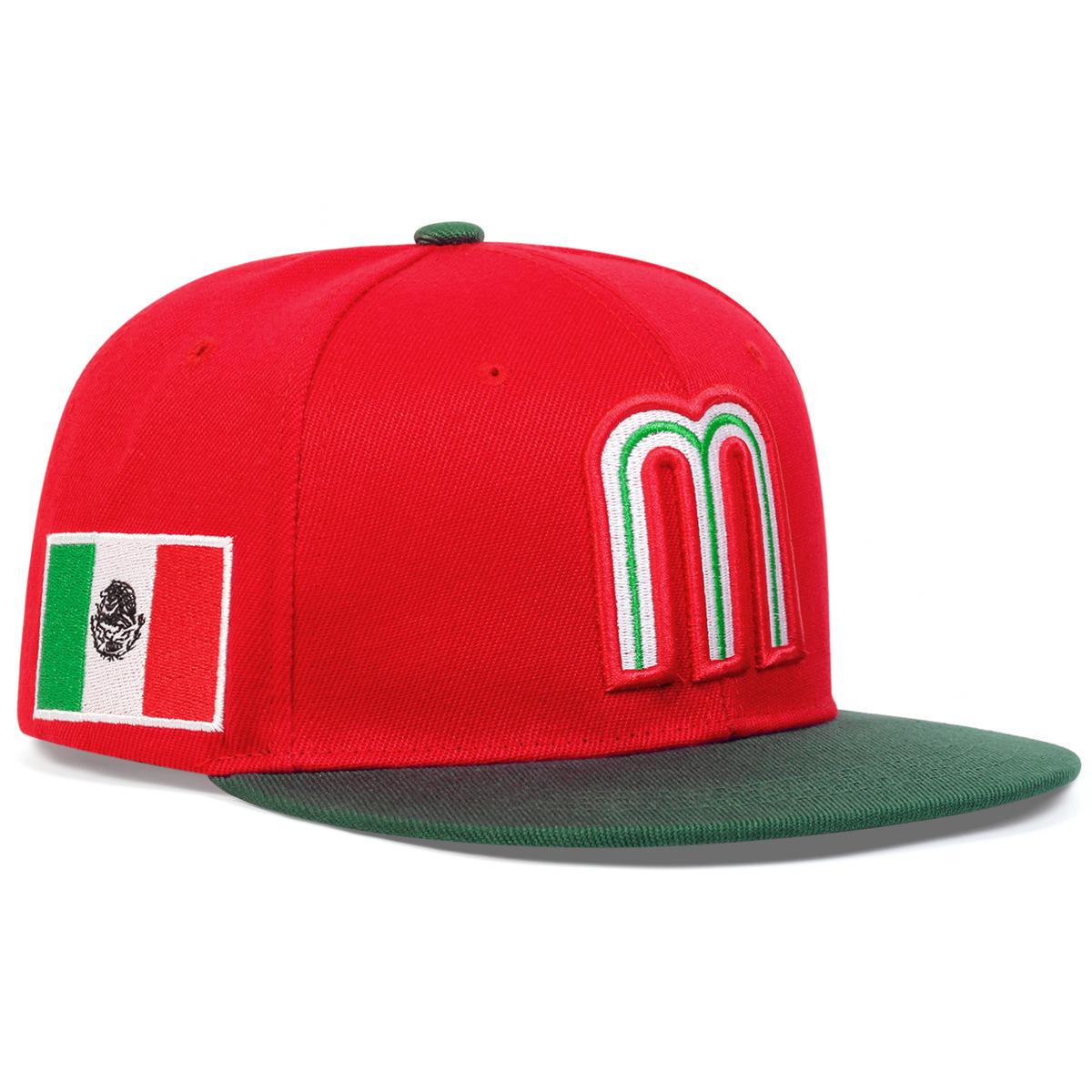 2026 Breathable Adjustable Baseball Cap, Unisex Mexico Flag Letter M Flat-Brimmed Cap, Casual Hip-Hop Street Style Dad Hats, Lightweight Design, for Sports, Travel and Daily Wear, Suitable for All Seasons