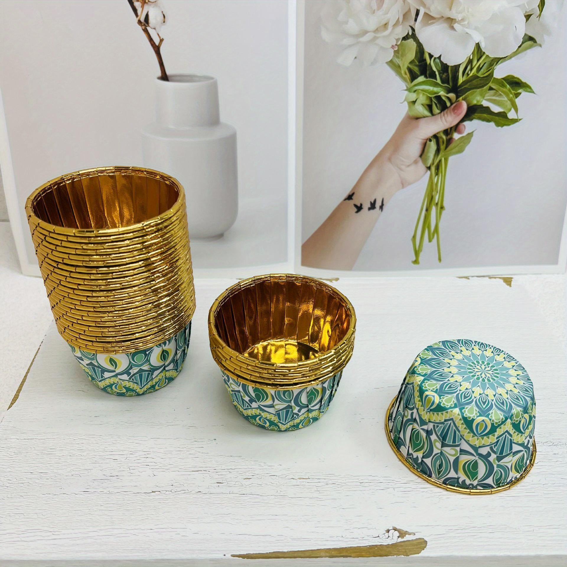 For Weddings, Birthdays, Holiday Parties & Baking Lovers, Baking Dessert Serving & Decoration Solution, 50 Pcs Bohemian Cupcake Cups with Lids, Disposable Aluminum Foil Containers, Mandala & Geometric Patterns, Effortlessly Create Boho Style Baking Table