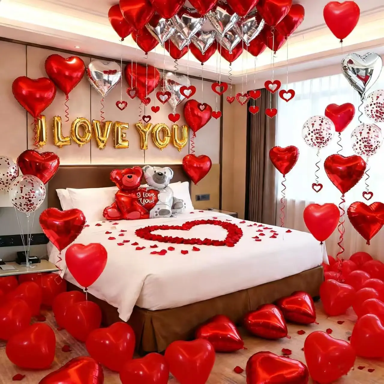 Valentine's Day Love Letter Balloons, Heart Shaped Balloons for Wedding Room Decor, Romantic Qixi Festival Room Decoration, Balloon Decorations, Party Balloons Decorations, Home Balloons