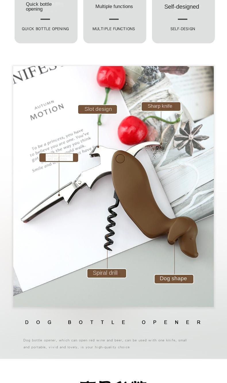 Dog Wine Bottle Opener Corkscrew with Foil Cutter Beer Opener Manual Wine Key for Servers Waiters Bartender and Home Bar Use