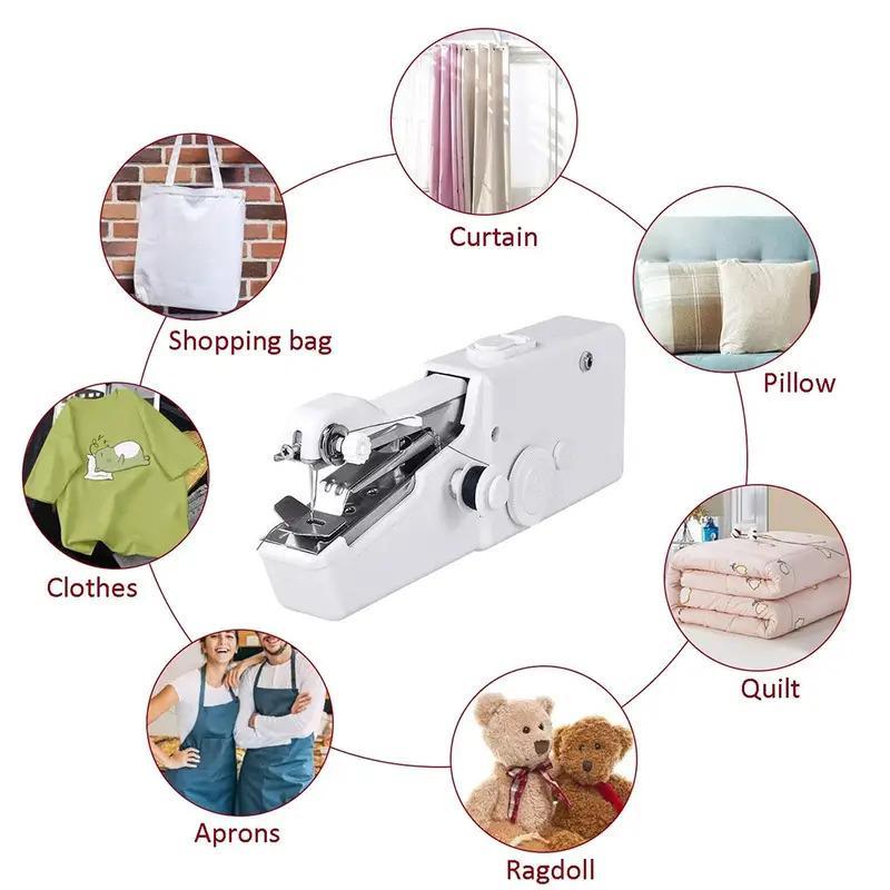 Portable Mini Handheld Electric Sewing Machine, 1 Set Practical Quick-Stitch Sewing Tool for Home Use, Sewing Supplies and Crafts, Birthday Gift Ideas and Gifts for Girlfriend (Batteries Not Included)