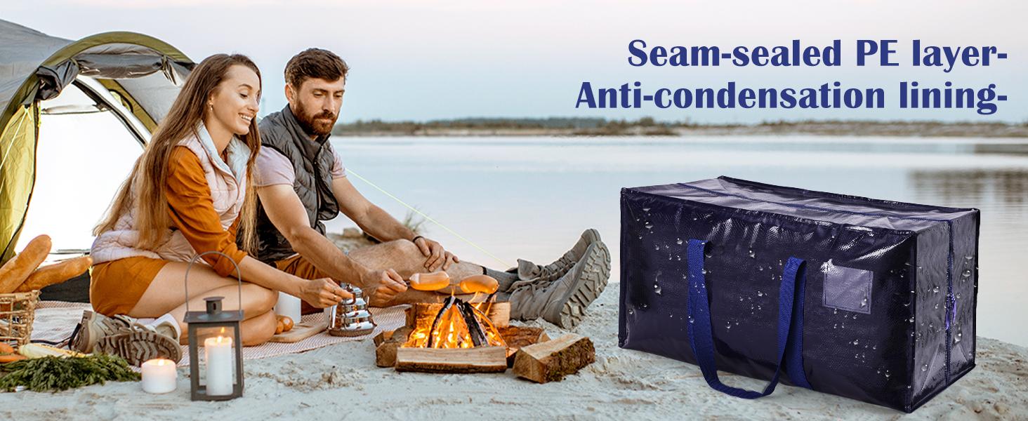 6 Pack Extra Large Heavy Duty Moving Bags with Reinforced Zipper & Wide Handles Moisture-Resistant Storage Bins Packing Cubes for Clothes College Dorm Travel and Home Organization Black Organiser