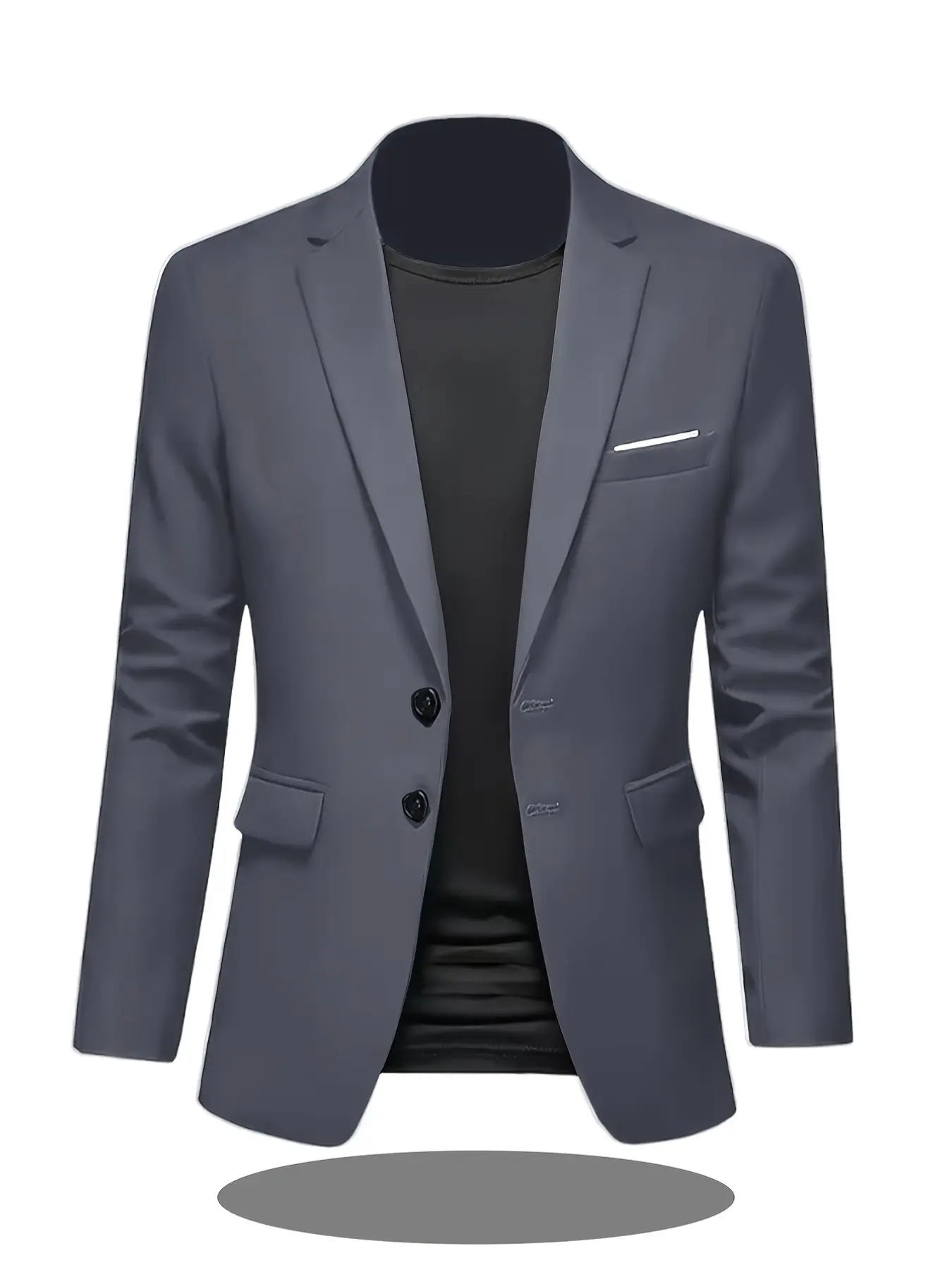 Men's Casual Blazer Jacket, Long Sleeve, Wrinkle-Resistant Fabric, Smooth Texture, Classic Notch Lapel, Dual Button Design, Slim Fit