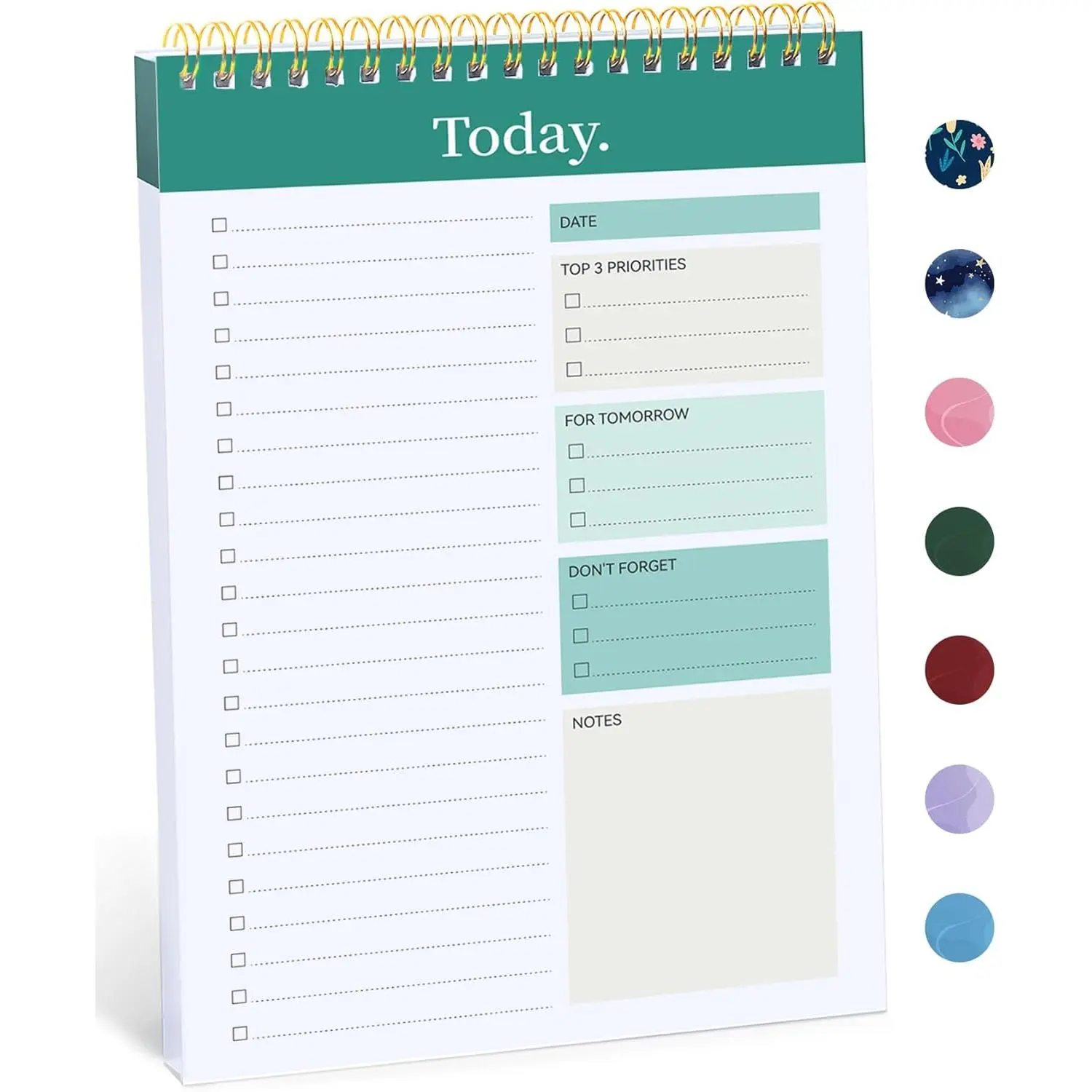 Daily Planner To-Do List Notepad - 52 Pages FSC Paper, 9.8"x6.5" Undated, Multiple Sections for Task Tracking, Suitable for Office & Home, Greenery Sway Office Stationery