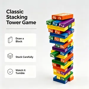 UNO Stacko Color Number Stacking Balance Blocks Game Funny Tumble Tower Multiplayer Family Interactive Desktop Party Educational Toy For Kids And Adults Indoor Entertainment