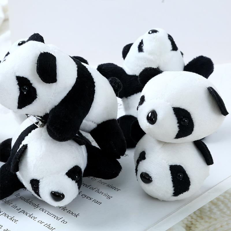 Cartoon Internet celebrity three-dimensional panda brooch, plush red panda doll ins lying down panda jewelry schoolbag pendant