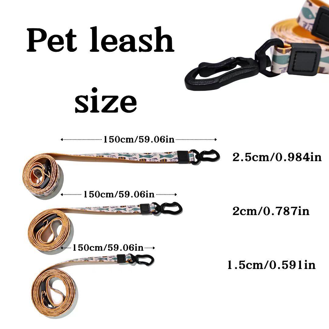 Unique Pattern Waterproof PVC Dog Leash and Collar Set for Small to Large Dogs - Trendy and Durable Pet Accessories
