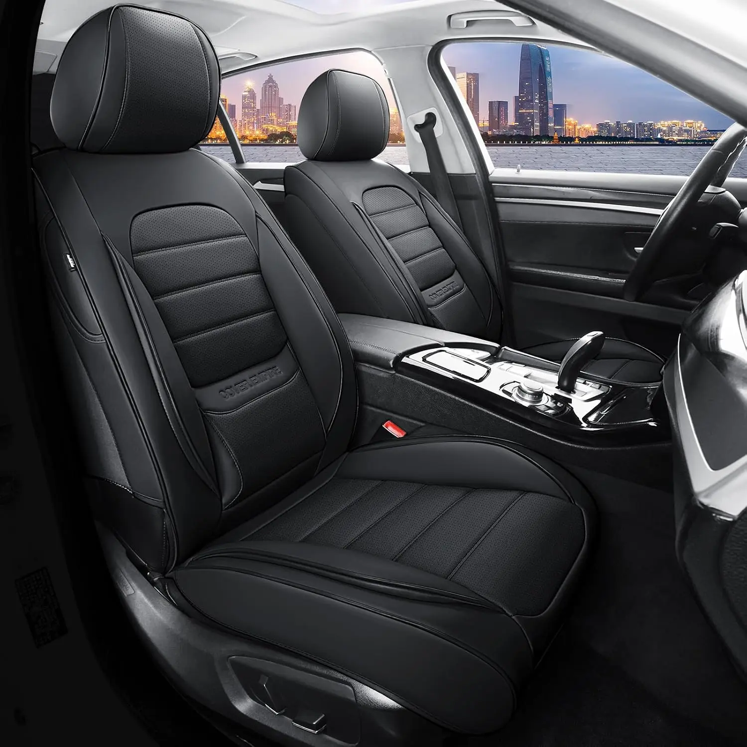 Seat s Full Set, 5 count  Leather Seat s for ,  Front and Rear Seat s Breathable Automotive  Seat  for  , SUVs, Sedans, Black