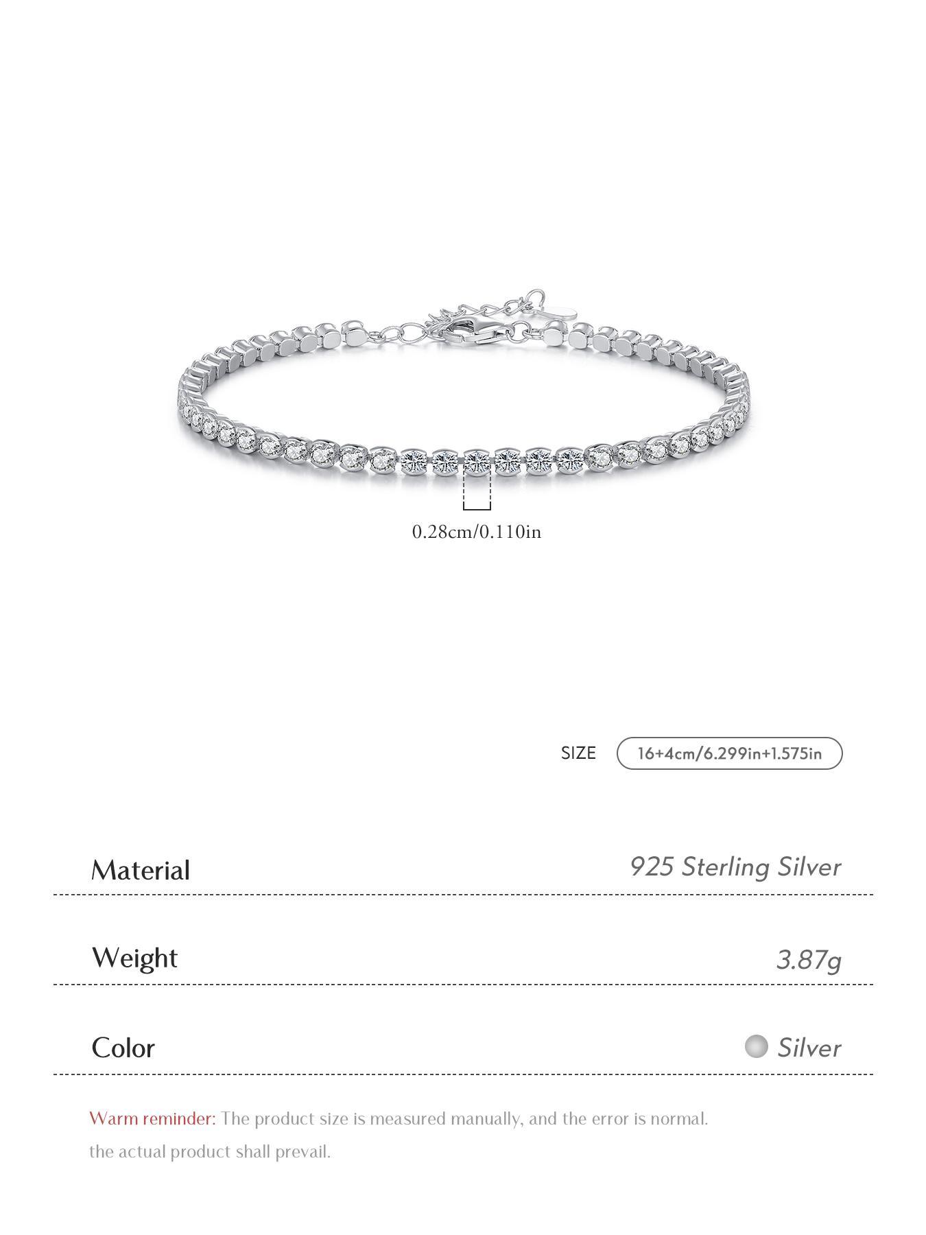 925 Sterling Silver Fashion Artificial Zircon Tennis Bracelet, Fashion Jewelry for Party, Daily Clothing Decor, Trendy All-match & Exquisite Jewelry for Birthday Gift with Box