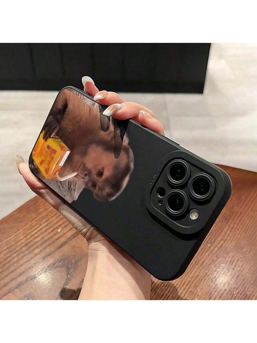 Monkeys Drinking Beverages Creative Pattern Protective Case Suitable For Apple, Suitable For IPhone17/IPhone17 Air/IPhone17 Pro/IPhone17 Pro Max/16 Pro Max/15 Pro Max/14 Pro Max/13 Pro Max/12 Pro Max.New All-Inclusive Silicone Phone Case For Couples