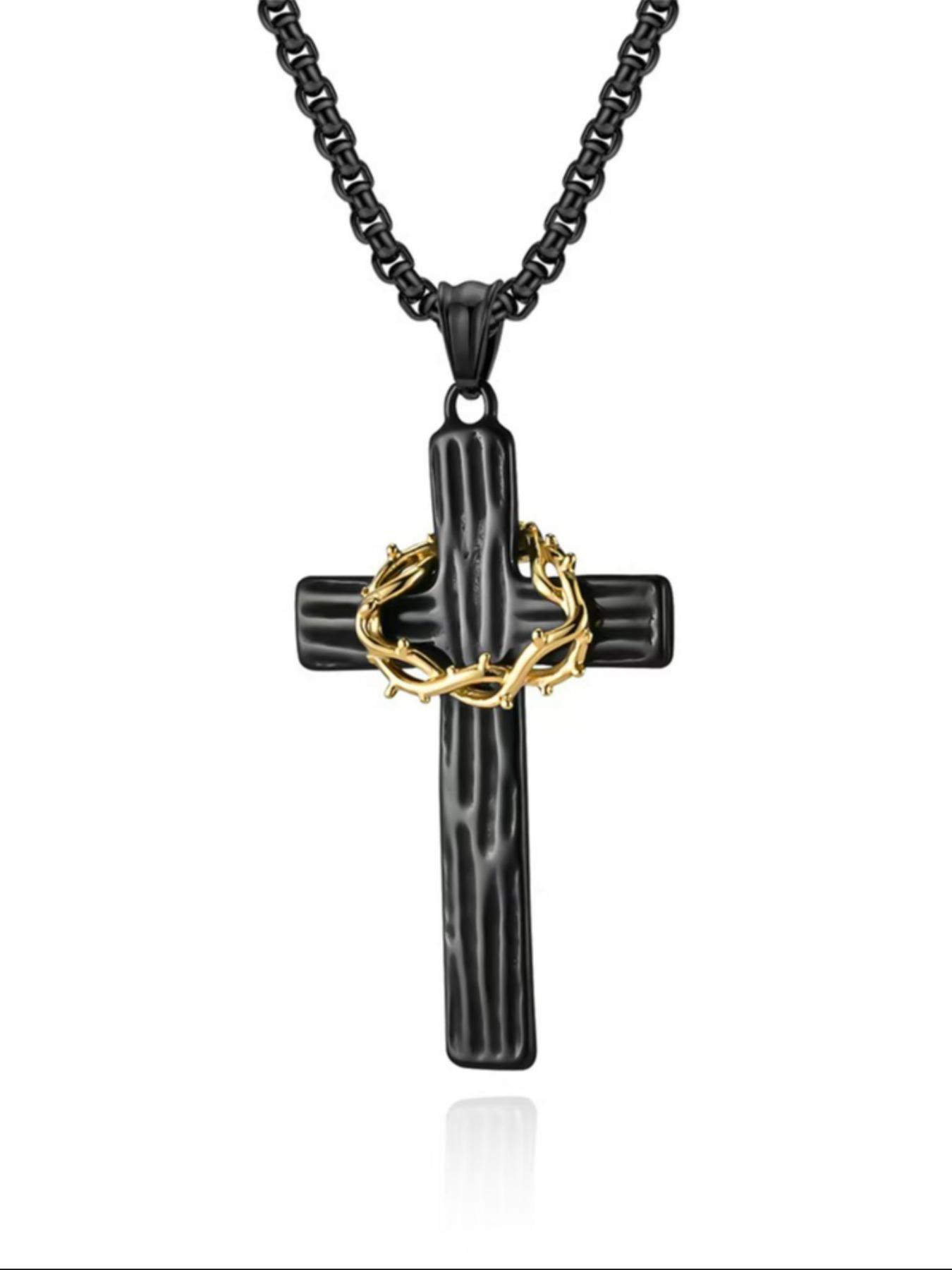 Men's Pendant Necklace, Cross Charm Necklace, Stainless Steel Jewelry for Party, Daily Clothing Decor, Trendy All-match & Exquisite Casual Trendy Jewelry for Birthday Gift