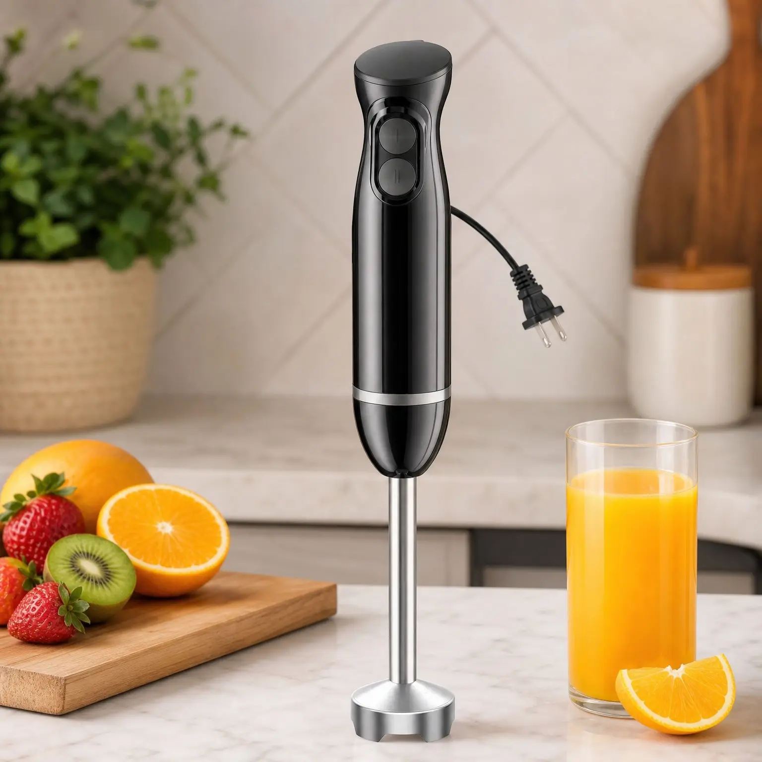 Immersion Hand Blender, Portable Electric Stick Mixer with Stainless Steel Blades, 2 Speeds for Smoothies, Puree, Baby Food, Soup & EmulsionGift