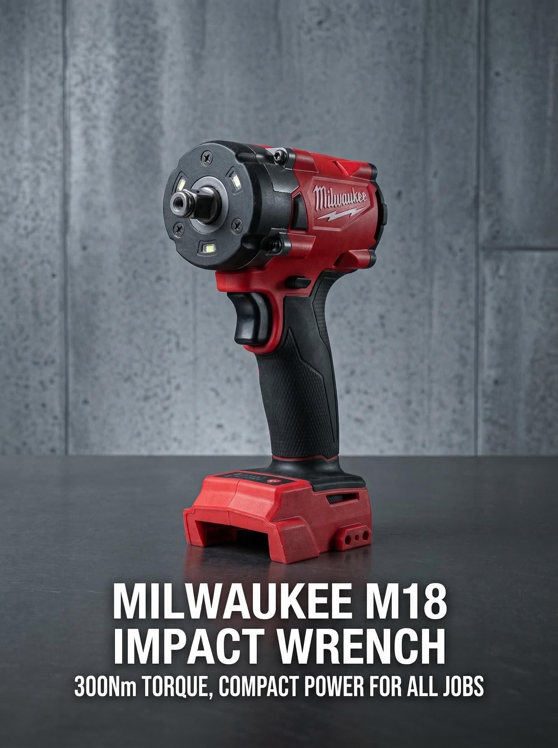 Milwaukee M18 18V Brushless Impact Wrench 1/2" 300Nm 4-Mode Torque Cordless Kit with Charger & Tool for Auto Truck Repair gear power m 18