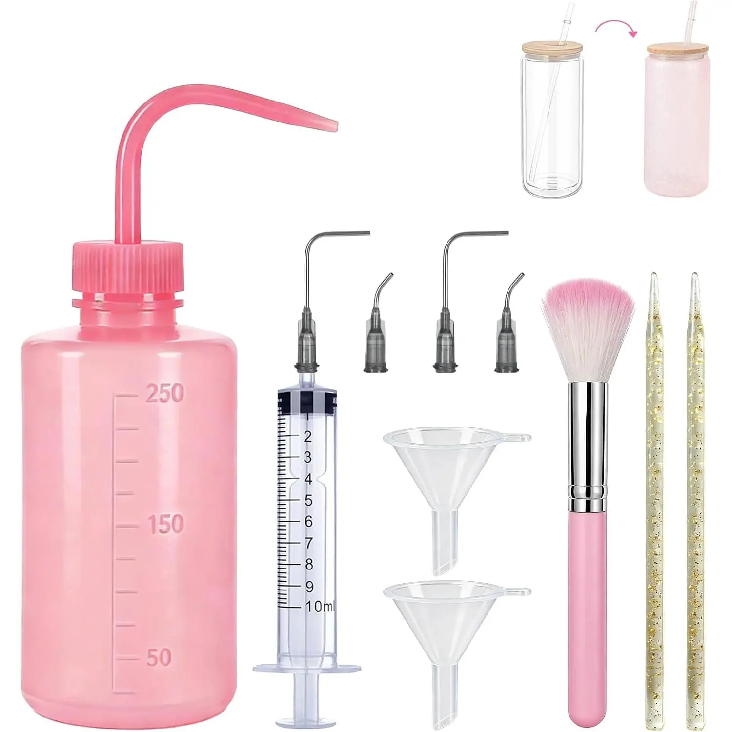 Snow Globe Tumbler Supplies Kit - 11- Complete DIY Supplies for Bubble-Free, Sparkling Glitter Snow Globes | Craft Set for Beginners & Makers